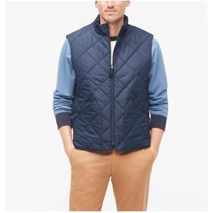 J. Crew Quilted Walker zip up vest Navy Tan Men’s Sz XL